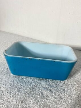 Vintage 1950s PYREX 502-B Primary Blue Refrigerator Dish Sunshine Stamp No Lid
